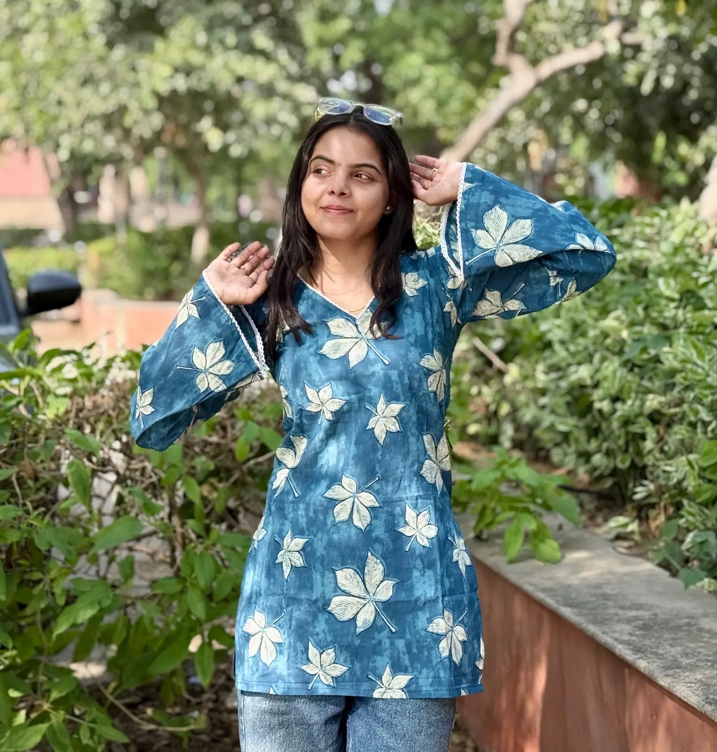 अजुल - Floral Printed Bell Sleeve Kurt